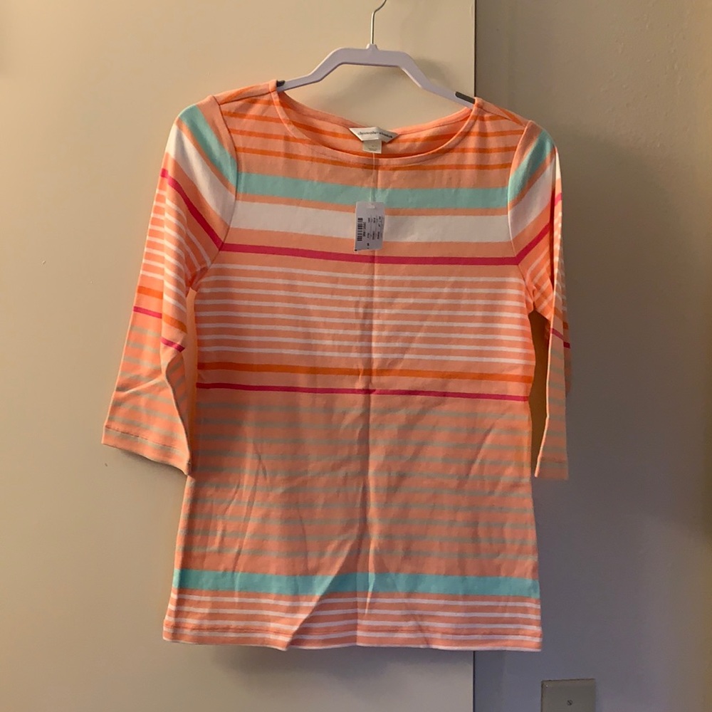 3/4 sleeve multicolored striped shirt